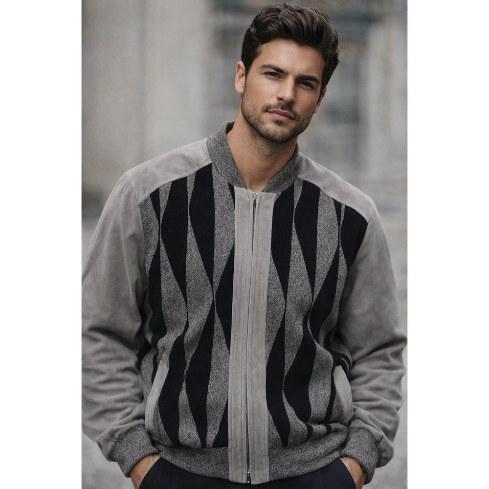 Vintage St. Croix Knits Zip-Up Jacket | Geometric Knit | Wool Blend | Men's M